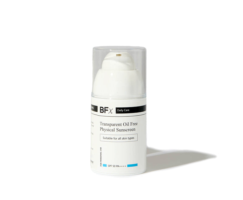 BFX sunscreen bottle on a white background