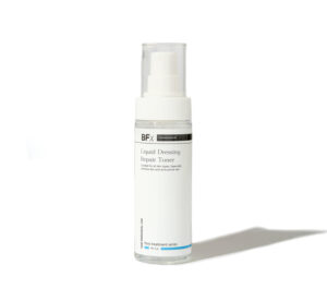 Bfx Liquid Repair dressing toner skincare product in a white bottle with a white background
