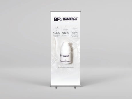 Bossface Cosmeceuticals – Roller Banner – Water Gel Intense Advert – Mock Up