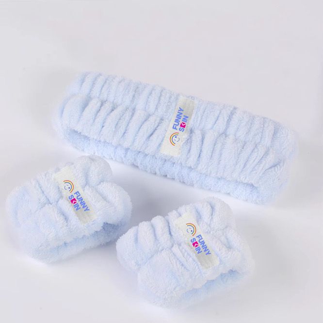 Blue Glow and Prep Blue Funny Skin headband and wrist band set